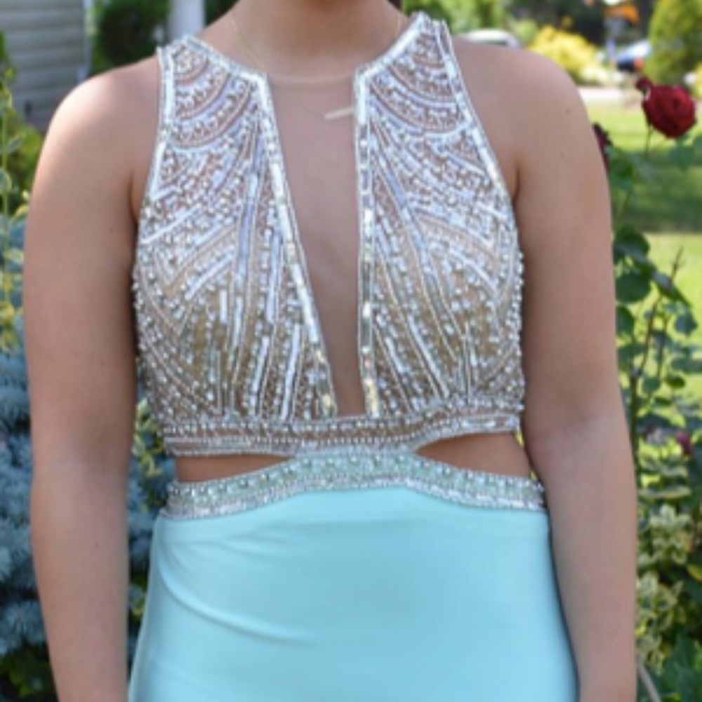 Aqua High Neck Dave and Johnny Prom Dress NWOT